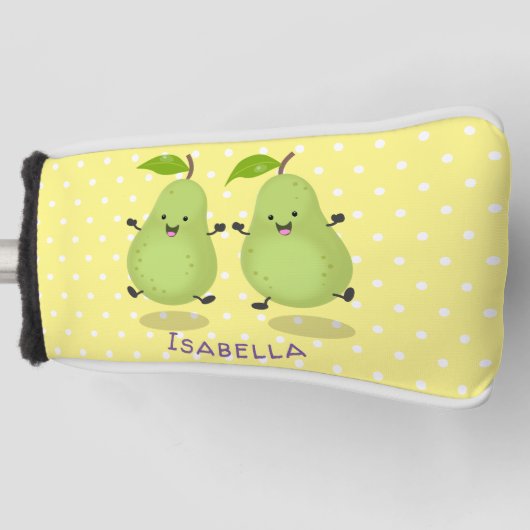 Cute pear pair cartoon illustratie golfheadcover (Voorkant)