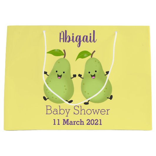 Cute pear pair cartoon illustratie groot cadeauzakje (Voorkant)