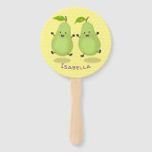 Cute pear pair cartoon illustratie handwaaier (Achterkant)