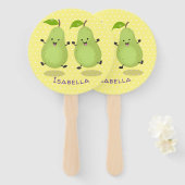 Cute pear pair cartoon illustratie handwaaier (Voorkant en achterkant)