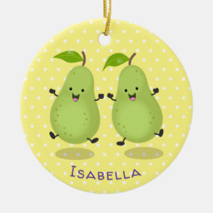 Cute pear pair cartoon illustratie keramisch ornament