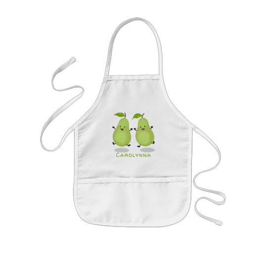 Cute pear pair cartoon illustratie kinder schort (Voorkant)