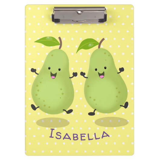 Cute pear pair cartoon illustratie klembord (Voorkant)