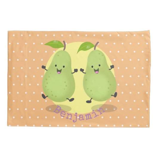 Cute pear pair cartoon illustratie kussensloop (Achterkant)