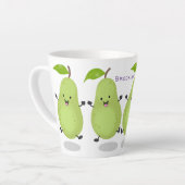 Cute pear pair cartoon illustratie latte mok (Linkerhoek)