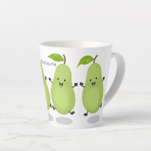 Cute pear pair cartoon illustratie latte mok