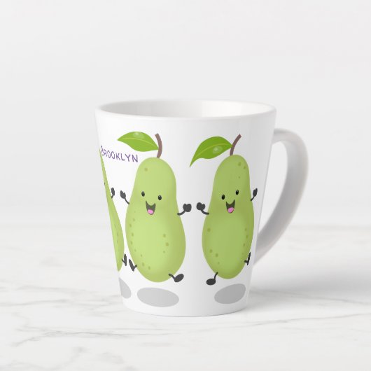 Cute pear pair cartoon illustratie latte mok (Rechterhoek)