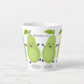 Cute pear pair cartoon illustratie latte mok (Voorkant)