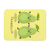 Cute pear pair cartoon illustratie magneet (Horizontaal)