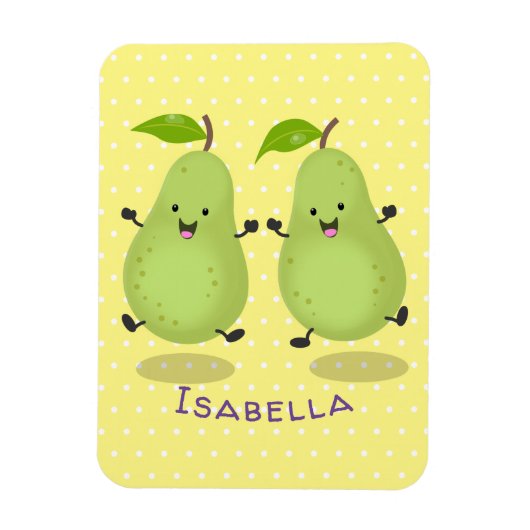 Cute pear pair cartoon illustratie magneet (Verticaal)