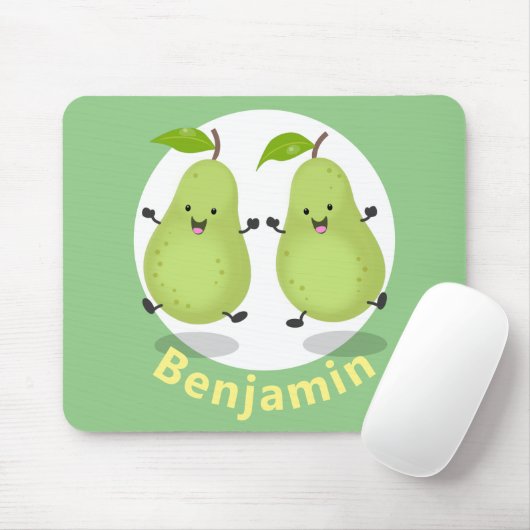 Cute pear pair cartoon illustratie muismat (Met muis)
