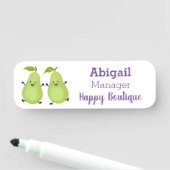 Cute pear pair cartoon illustratie naamplaatje (In situ)