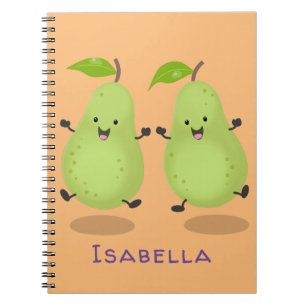 Cute pear pair cartoon illustratie notitieboek
