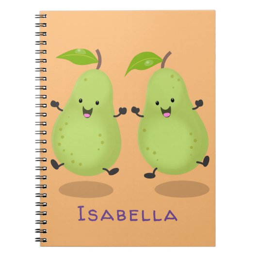 Cute pear pair cartoon illustratie notitieboek (Voorkant)