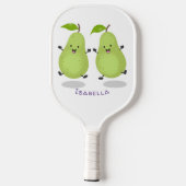 Cute pear pair cartoon illustratie pickleball paddle (Achterkant)