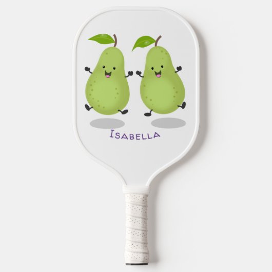 Cute pear pair cartoon illustratie pickleball paddle (Voorkant)