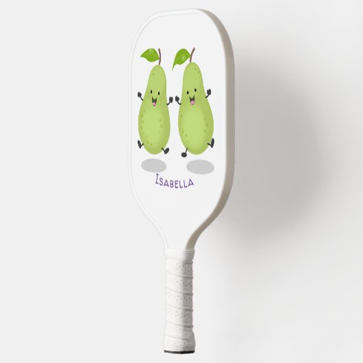Cute pear pair cartoon illustratie pickleball paddle (Links)