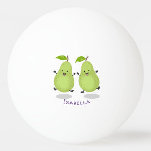 Cute pear pair cartoon illustratie pingpongbal