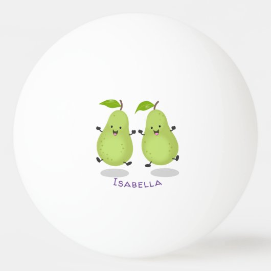 Cute pear pair cartoon illustratie pingpongbal (Voorkant)