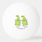 Cute pear pair cartoon illustratie pingpongbal (Achterkant)