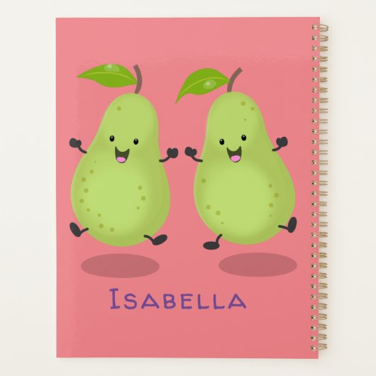 Cute pear pair cartoon illustratie planner (Achterkant)