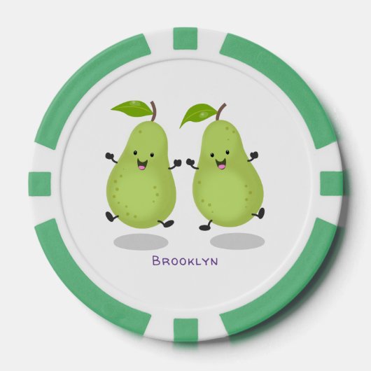 Cute pear pair cartoon illustratie poker chips (Voorkant)