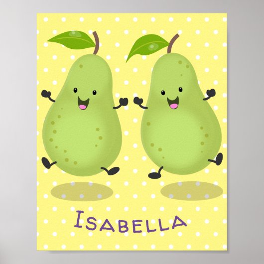 Cute pear pair cartoon illustratie poster (Voorkant)