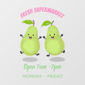 Cute pear pair cartoon illustratie raamsticker (Vel)