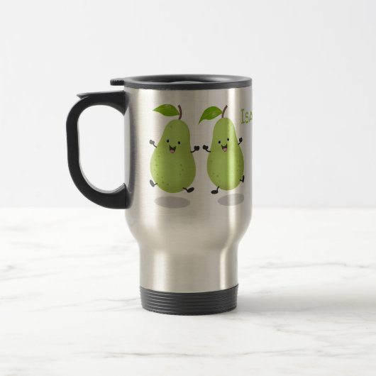 Cute pear pair cartoon illustratie reisbeker (Links)