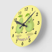 Cute pear pair cartoon illustratie ronde klok (Hoek)