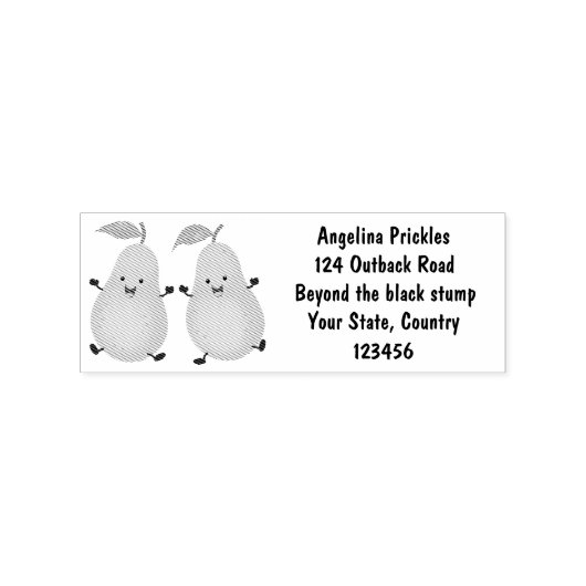Cute pear pair cartoon illustratie rubberstempel