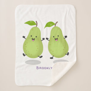 Cute pear pair cartoon illustratie sherpa deken