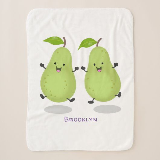 Cute pear pair cartoon illustratie sherpa deken (Voorkant)