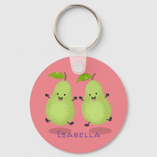 Cute pear pair cartoon illustratie sleutelhanger (Voorkant)