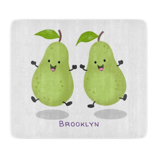 Cute pear pair cartoon illustratie snijplank (Voorkant)
