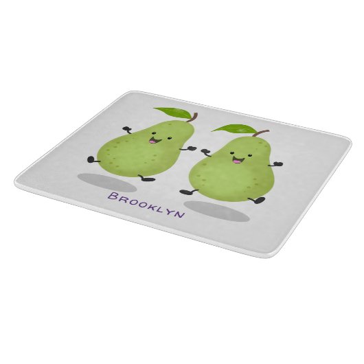 Cute pear pair cartoon illustratie snijplank (Hoek)