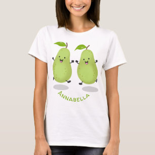 Cute pear pair cartoon illustratie t-shirt
