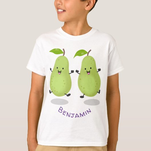 Cute pear pair cartoon illustratie t-shirt (Voorkant)