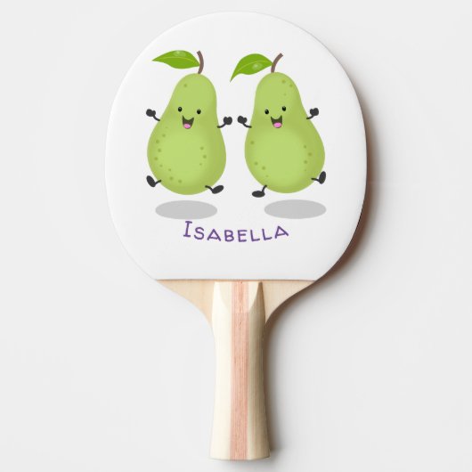 Cute pear pair cartoon illustratie tafeltennisbatje (Voorkant)