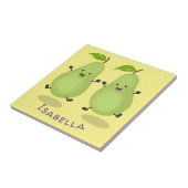 Cute pear pair cartoon illustratie tegeltje (Zijkant)