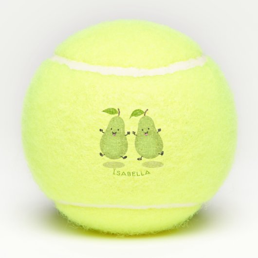 Cute pear pair cartoon illustratie tennisballen (Achterkant)