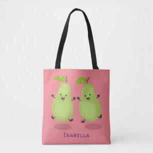 Cute pear pair cartoon illustratie tote bag