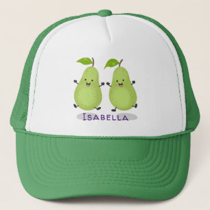 Cute pear pair cartoon illustratie trucker pet