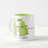 Cute pear pair cartoon illustratie tweekleurige koffiemok (Voorkant links)