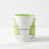 Cute pear pair cartoon illustratie tweekleurige koffiemok (Center)
