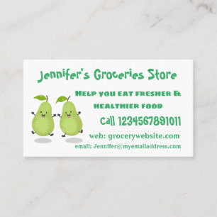 Cute pear pair cartoon illustratie visitekaartje