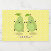 Cute pear pair cartoon illustratie voedselcontainer etiket (Enkel label)