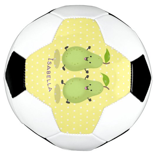 Cute pear pair cartoon illustratie voetbal (Gedraaid)
