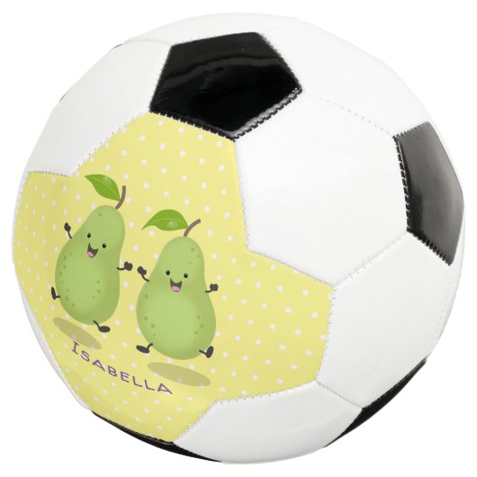 Cute pear pair cartoon illustratie voetbal (Drie kwart)