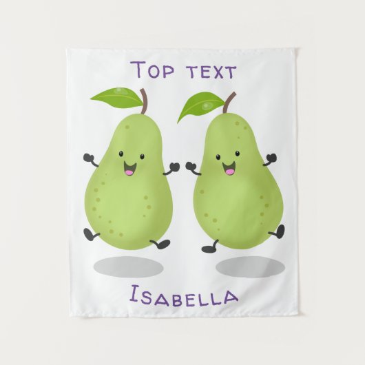 Cute pear pair cartoon illustratie wandkleed (Voorkant)